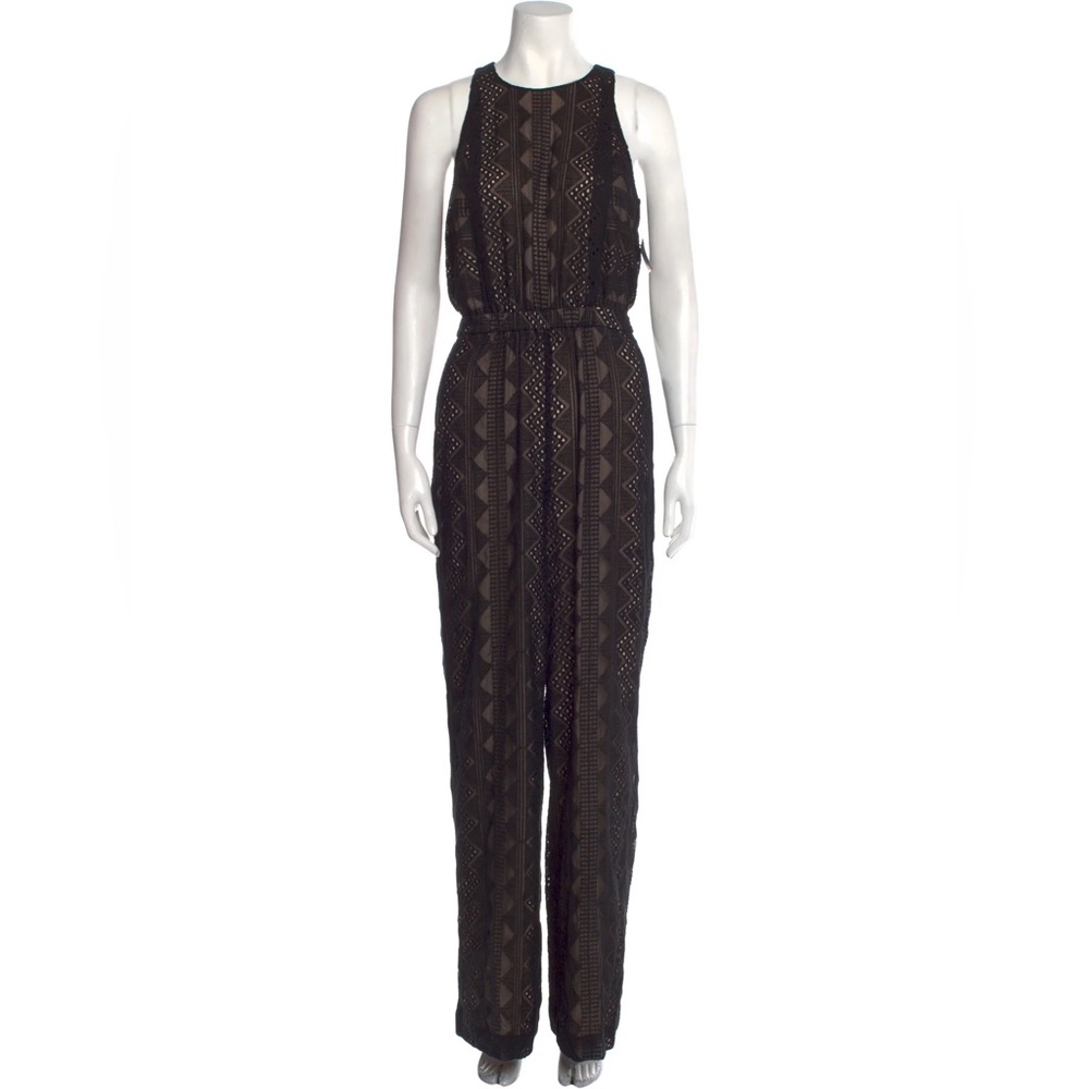 Rachel Zoe Elegant Lace Pattern Crew Neck Fully Lined Jumpsuit Size 12 NWT